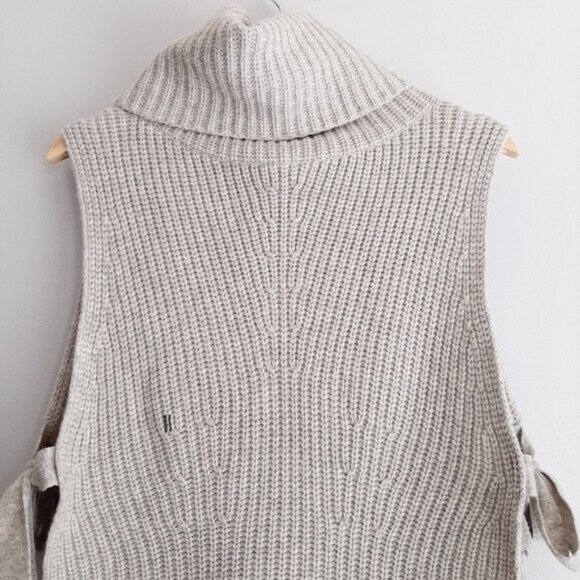 KIT & ACE / Wool Cashmere Open Sides Sleeveless Turtleneck Top ONE SIZE - Picture 7 of 11